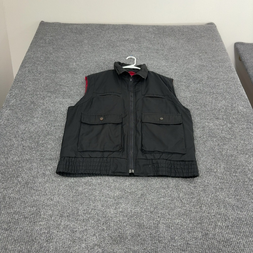 Vintage Branded Lion Vest Mens L Black Poly Cotton Utility Gorpcore Workwear
